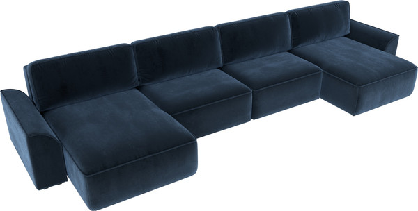 Изображение товара Диван П-образный Лига Диванов Лига-048 лонг / 128356 (велюр синий)