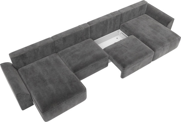 Изображение товара Диван П-образный Лига Диванов Лига-048 лонг / 128357 (велюр серый)
