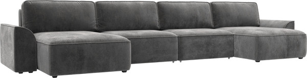 Изображение товара Диван П-образный Лига Диванов Лига-048 лонг / 128357 (велюр серый)