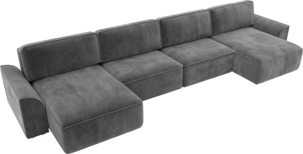 Изображение товара Диван П-образный Лига Диванов Лига-048 лонг / 128357 (велюр серый)