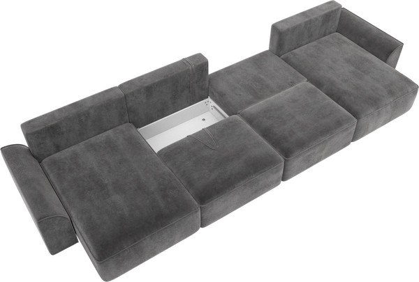 Изображение товара Диван П-образный Лига Диванов Лига-048 лонг / 128357 (велюр серый)