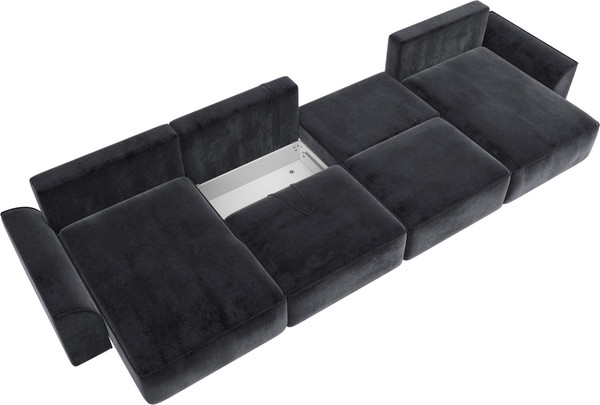 Изображение товара Диван П-образный Лига Диванов Лига-048 лонг / 128358 (велюр темно-серый)