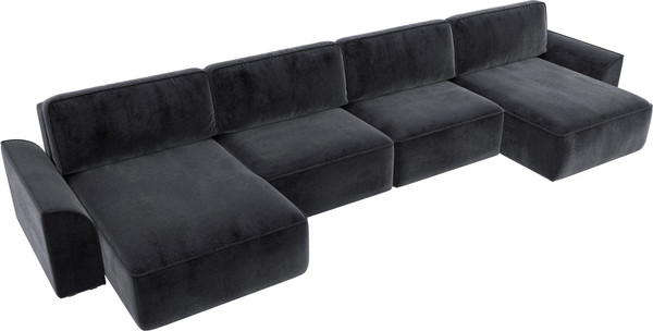 Изображение товара Диван П-образный Лига Диванов Лига-048 лонг / 128358 (велюр темно-серый)