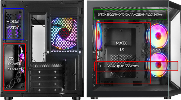 Изображение товара Корпус для компьютера Ginzzu V190 (черный)