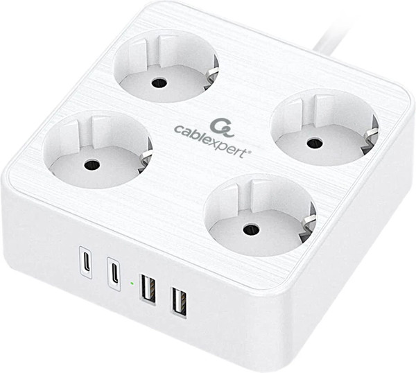 Изображение товара Сетевой фильтр Cablexpert PLT-4-C2U2-W-3