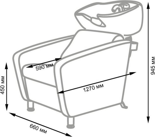 Изображение товара Мойка парикмахерская с креслом Элеганс МД-123 (с каретной стяжкой пуговицами боковин)