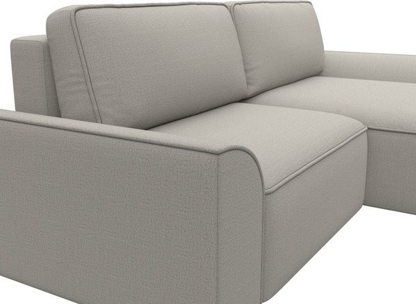 Изображение товара Диван угловой Лига Диванов Лига-048 универсальный / 128264 (рогожка амур бежевый)