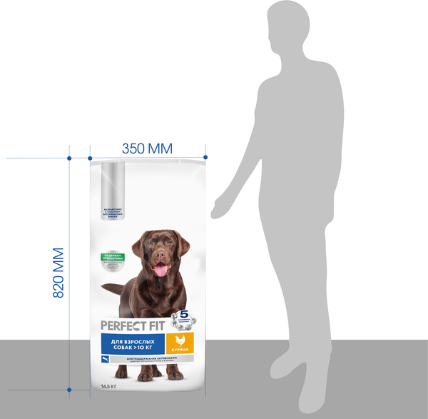 Изображение товара Сухой корм для собак Perfect Fit Для взрослых собак средних и крупных пород. Курица (14.5кг)