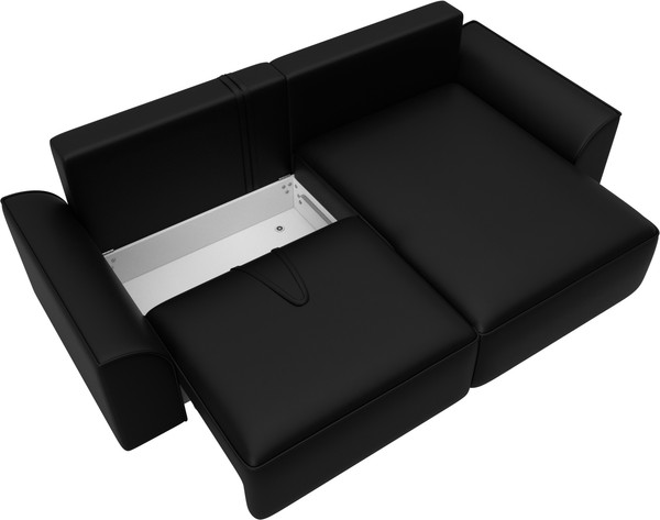 Изображение товара Диван угловой Лига Диванов Лига-048 универсальный / 128277 (экокожа черный)