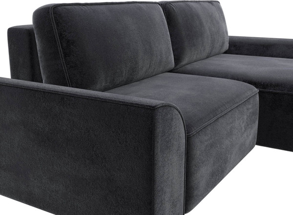 Изображение товара Диван угловой Лига Диванов Лига-048 универсальный / 128283 (велюр темно-серый)