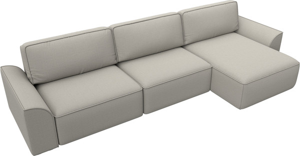 Изображение товара Диван угловой Лига Диванов Лига-048 лонг универсальный / 128484 (рогожка амур бежевый)