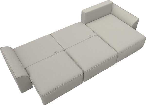 Изображение товара Диван угловой Лига Диванов Лига-048 лонг универсальный / 128484 (рогожка амур бежевый)