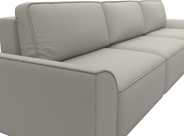 Изображение товара Диван угловой Лига Диванов Лига-048 лонг универсальный / 128484 (рогожка амур бежевый)