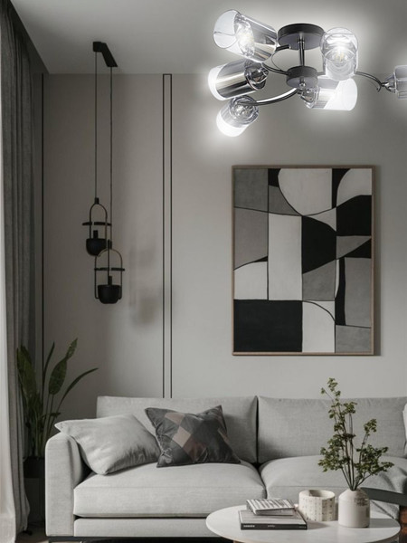 Изображение товара Люстра Aitin-Pro НПБ 02-6х60-105 / RH8208/6 (черный/хром)