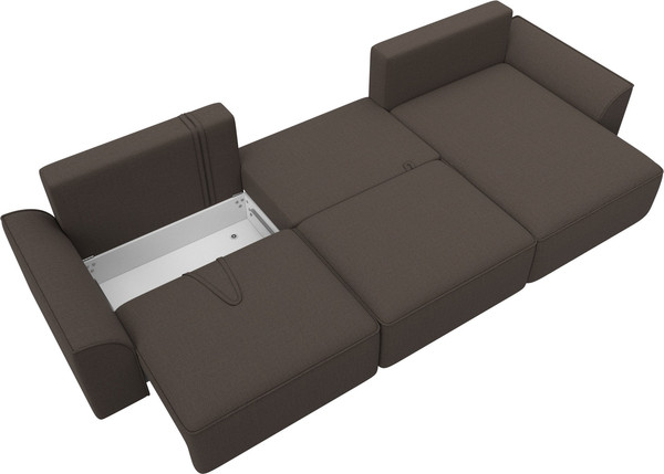 Изображение товара Диван угловой Лига Диванов Лига-048 лонг универсальный / 128485 (рогожка амур коричневый)