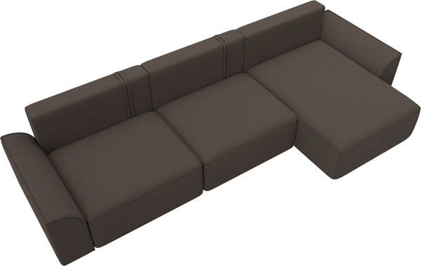 Изображение товара Диван угловой Лига Диванов Лига-048 лонг универсальный / 128485 (рогожка амур коричневый)