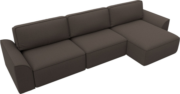 Изображение товара Диван угловой Лига Диванов Лига-048 лонг универсальный / 128485 (рогожка амур коричневый)