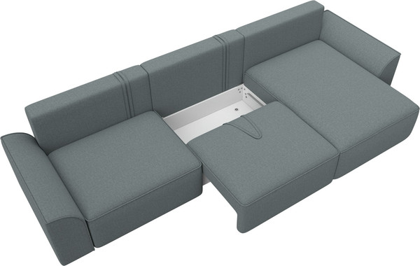 Изображение товара Диван угловой Лига Диванов Лига-048 лонг универсальный / 128486 (рогожка амур серый)