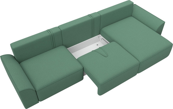 Изображение товара Диван угловой Лига Диванов Лига-048 лонг универсальный / 128488 (рогожка амур зеленый)