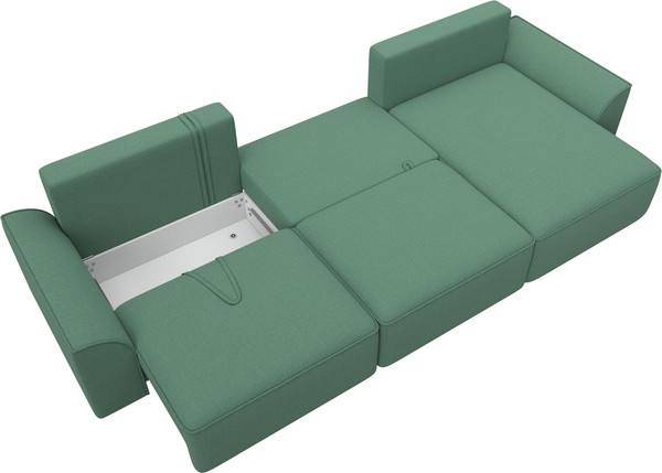 Изображение товара Диван угловой Лига Диванов Лига-048 лонг универсальный / 128488 (рогожка амур зеленый)