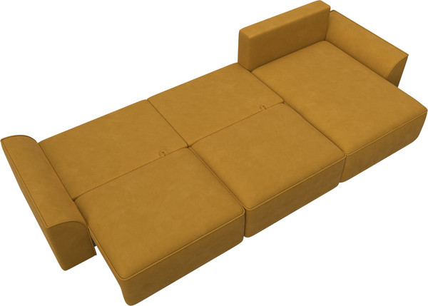 Изображение товара Диван угловой Лига Диванов Лига-048 лонг универсальный / 128489 (велюр желтый)