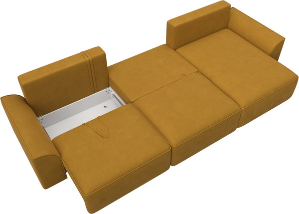 Изображение товара Диван угловой Лига Диванов Лига-048 лонг универсальный / 128489 (велюр желтый)