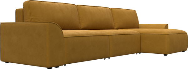 Изображение товара Диван угловой Лига Диванов Лига-048 лонг универсальный / 128489 (велюр желтый)
