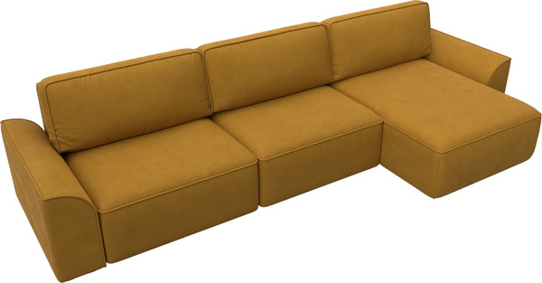 Изображение товара Диван угловой Лига Диванов Лига-048 лонг универсальный / 128489 (велюр желтый)