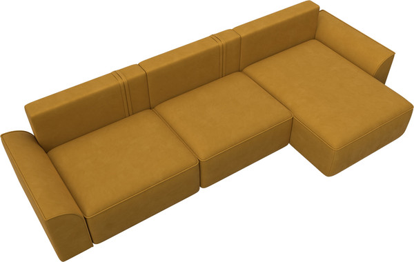 Изображение товара Диван угловой Лига Диванов Лига-048 лонг универсальный / 128489 (велюр желтый)