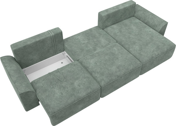 Изображение товара Диван угловой Лига Диванов Лига-048 лонг универсальный / 128491 (велюр зеленый)