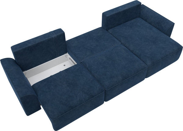 Изображение товара Диван угловой Лига Диванов Лига-048 лонг универсальный / 128492 (велюр синий)