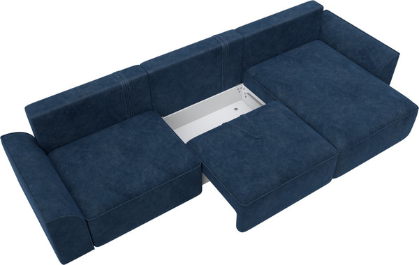 Изображение товара Диван угловой Лига Диванов Лига-048 лонг универсальный / 128492 (велюр синий)