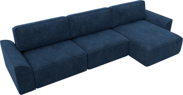Изображение товара Диван угловой Лига Диванов Лига-048 лонг универсальный / 128492 (велюр синий)