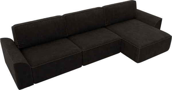 Изображение товара Диван угловой Лига Диванов Лига-048 лонг универсальный / 128493 (велюр коричневый)