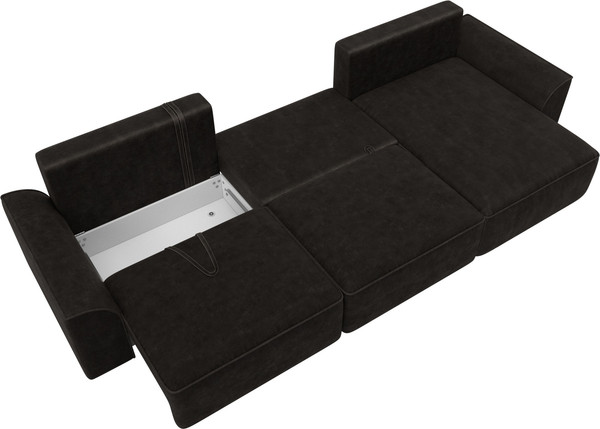 Изображение товара Диван угловой Лига Диванов Лига-048 лонг универсальный / 128493 (велюр коричневый)