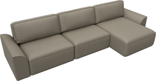 Изображение товара Диван угловой Лига Диванов Лига-048 лонг универсальный / 128494 (экокожа бежевый)