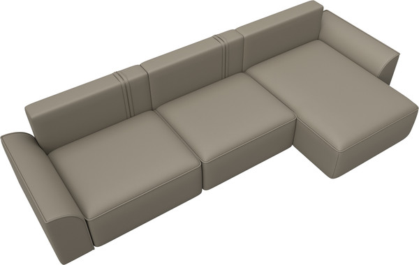 Изображение товара Диван угловой Лига Диванов Лига-048 лонг универсальный / 128494 (экокожа бежевый)