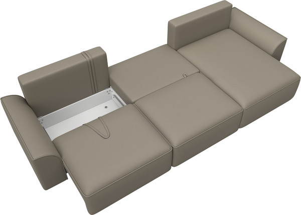 Изображение товара Диван угловой Лига Диванов Лига-048 лонг универсальный / 128494 (экокожа бежевый)