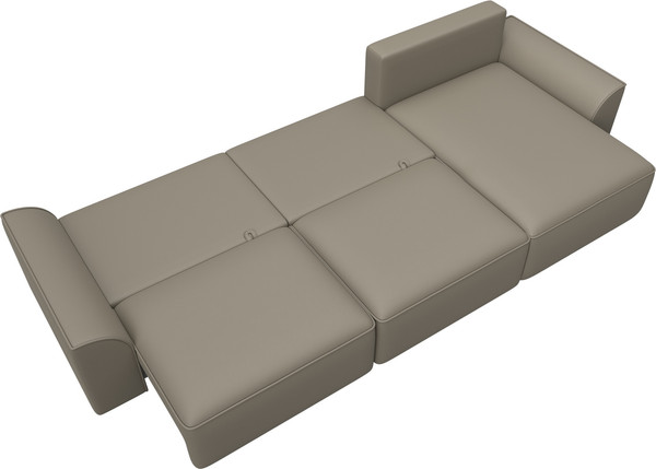 Изображение товара Диван угловой Лига Диванов Лига-048 лонг универсальный / 128494 (экокожа бежевый)