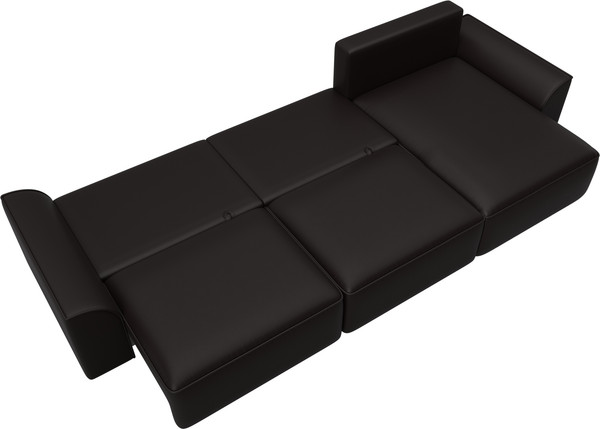 Изображение товара Диван угловой Лига Диванов Лига-048 лонг универсальный / 128495 (экокожа коричневый)