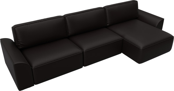 Изображение товара Диван угловой Лига Диванов Лига-048 лонг универсальный / 128495 (экокожа коричневый)