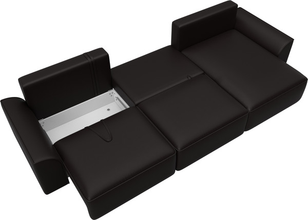 Изображение товара Диван угловой Лига Диванов Лига-048 лонг универсальный / 128495 (экокожа коричневый)