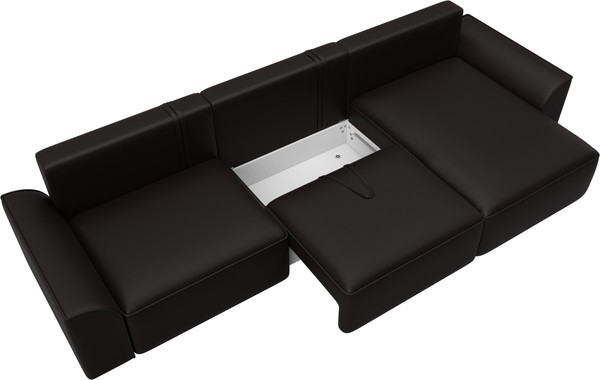 Изображение товара Диван угловой Лига Диванов Лига-048 лонг универсальный / 128495 (экокожа коричневый)