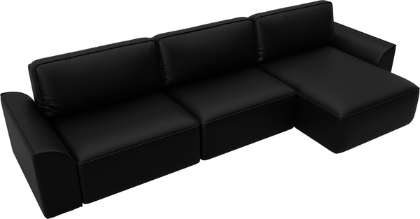 Изображение товара Диван угловой Лига Диванов Лига-048 лонг универсальный / 128497 (экокожа черный)