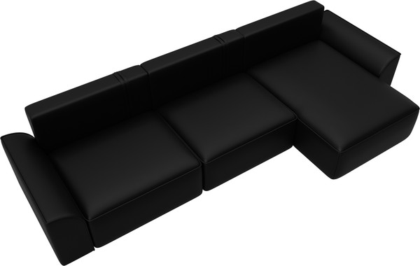 Изображение товара Диван угловой Лига Диванов Лига-048 лонг универсальный / 128497 (экокожа черный)