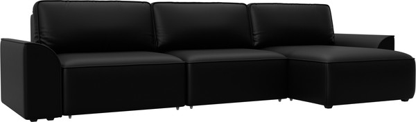 Изображение товара Диван угловой Лига Диванов Лига-048 лонг универсальный / 128497 (экокожа черный)