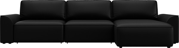 Изображение товара Диван угловой Лига Диванов Лига-048 лонг универсальный / 128497 (экокожа черный)