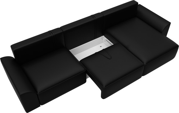 Изображение товара Диван угловой Лига Диванов Лига-048 лонг универсальный / 128497 (экокожа черный)