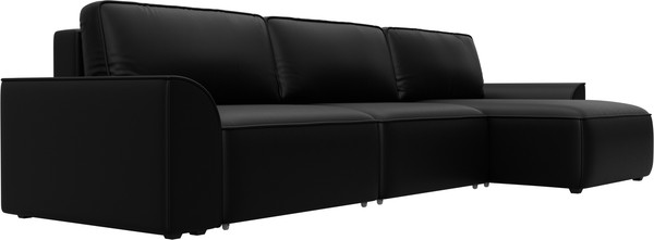 Изображение товара Диван угловой Лига Диванов Лига-048 лонг универсальный / 128497 (экокожа черный)