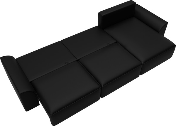 Изображение товара Диван угловой Лига Диванов Лига-048 лонг универсальный / 128497 (экокожа черный)